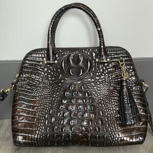 Brahmin Sydney Ironwood Leather Handbag (Brown/Silver)